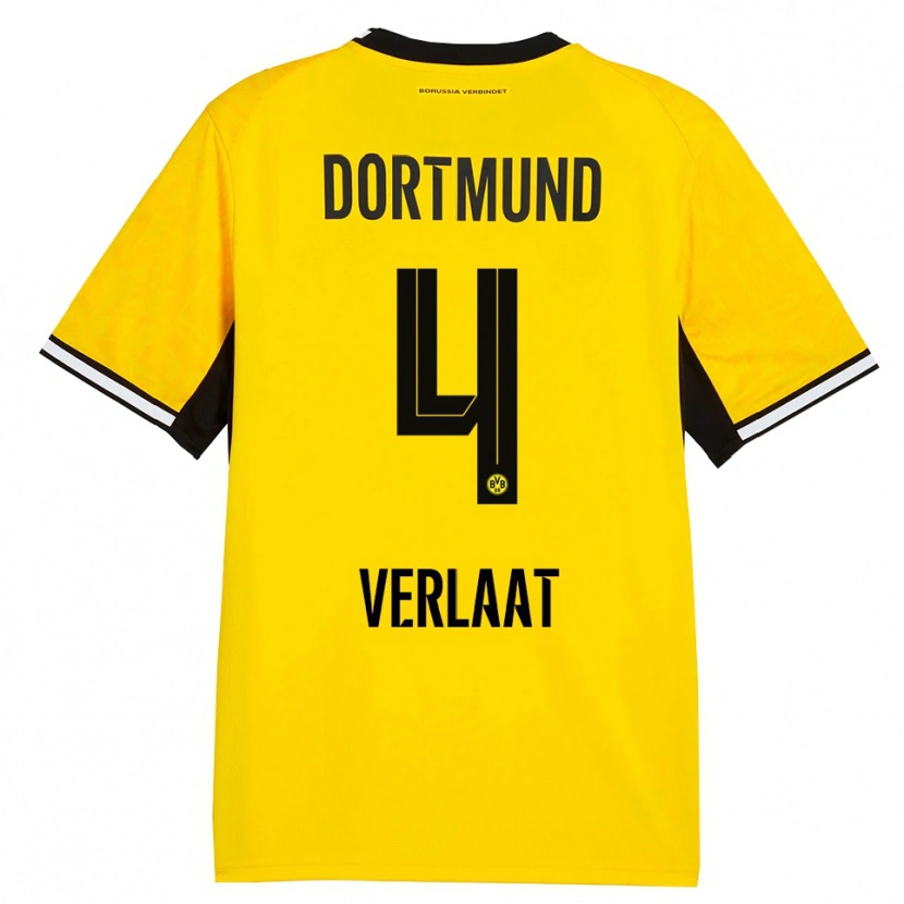 Danxen Homem Camisola Jesper Verlaat #4 Amarelo Preto Branco Principal 2026/27 Camisa