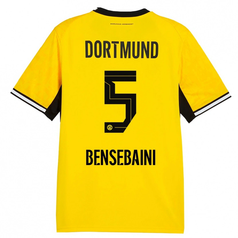Danxen Homem Camisola Ramy Bensebaini #5 Amarelo Preto Branco Principal 2026/27 Camisa