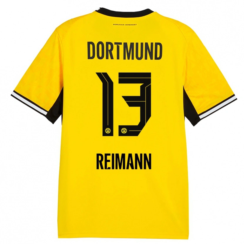 Danxen Homem Camisola Paula Reimann #13 Amarelo Preto Branco Principal 2026/27 Camisa