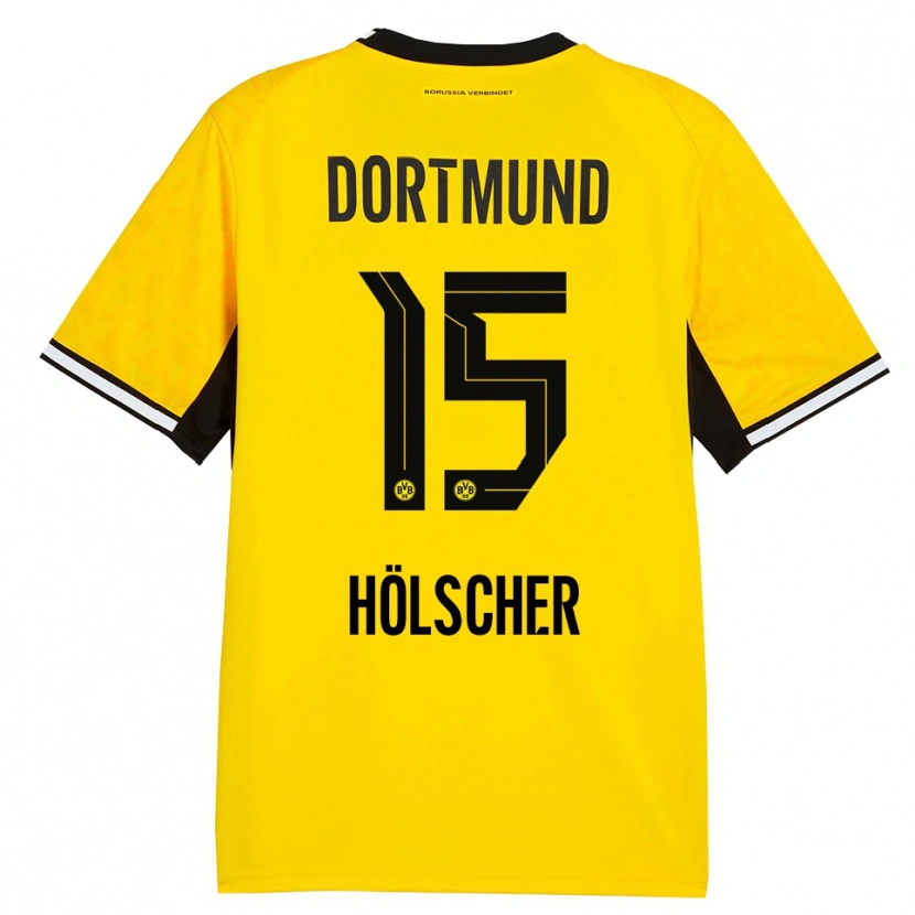 Danxen Homem Camisola Mats Hölscher #15 Amarelo Preto Branco Principal 2026/27 Camisa