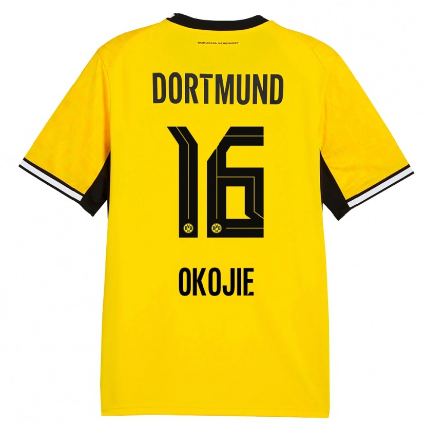 Danxen Homem Camisola Davis Okojie #16 Amarelo Preto Branco Principal 2026/27 Camisa