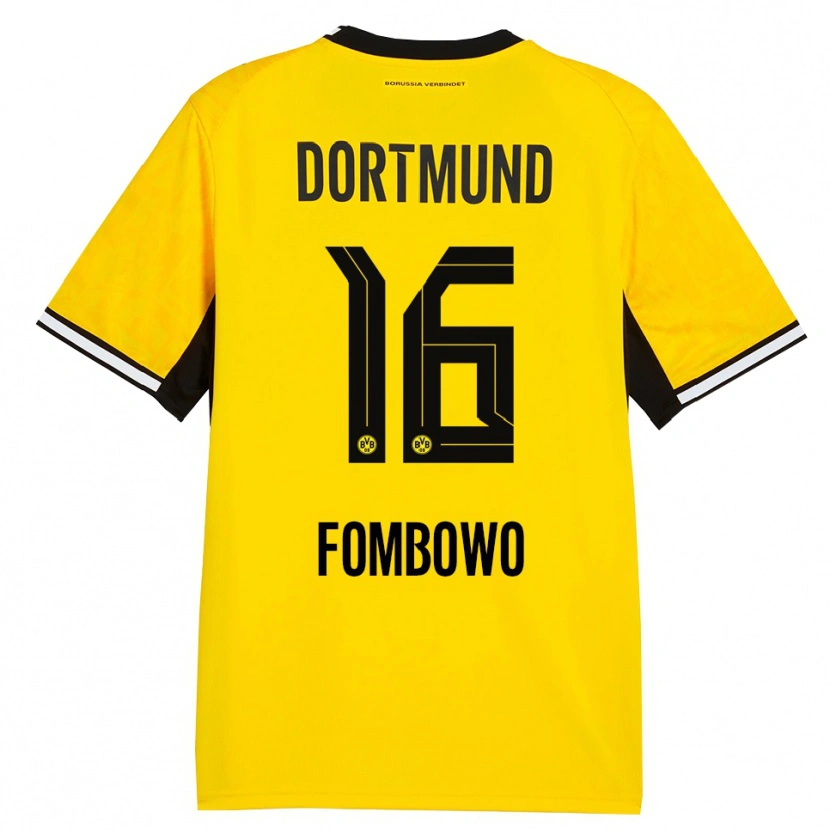 Danxen Homem Camisola Christian Fombowo #16 Amarelo Preto Branco Principal 2026/27 Camisa