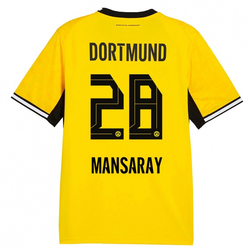 Danxen Homem Camisola Ismael Mansaray #28 Amarelo Preto Branco Principal 2026/27 Camisa
