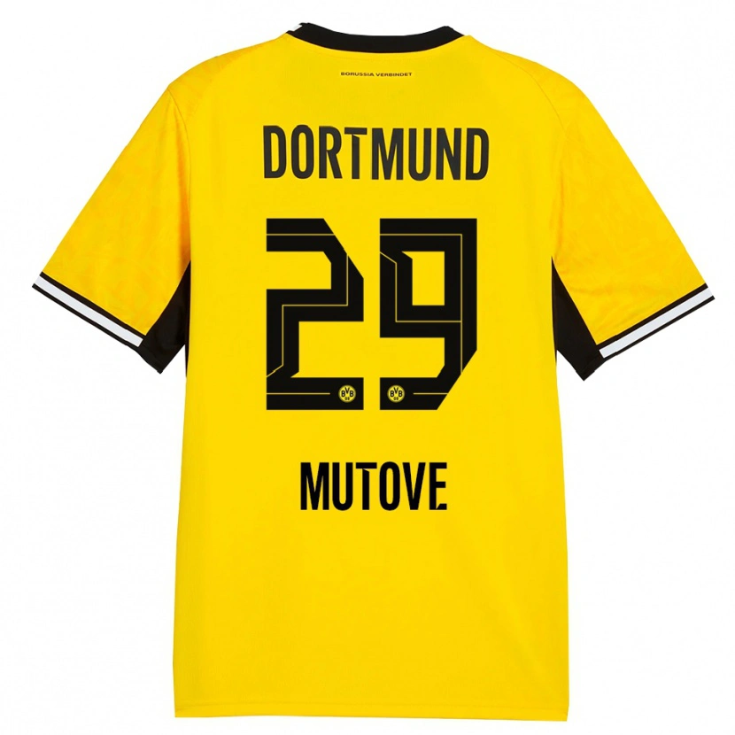 Danxen Homem Camisola Kevin Mutove #29 Amarelo Preto Branco Principal 2026/27 Camisa