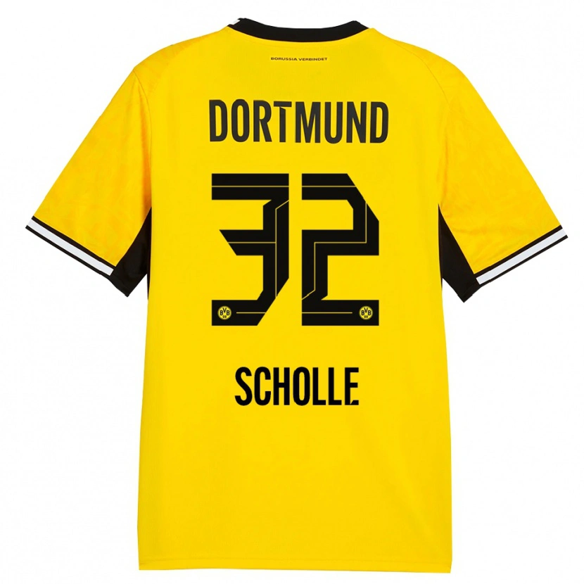 Danxen Homem Camisola Mia Scholle #32 Amarelo Preto Branco Principal 2026/27 Camisa