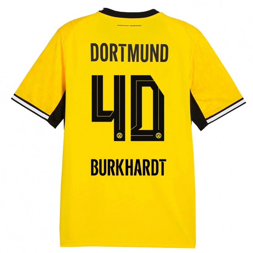 Danxen Homem Camisola Till Burkhardt #40 Amarelo Preto Branco Principal 2026/27 Camisa