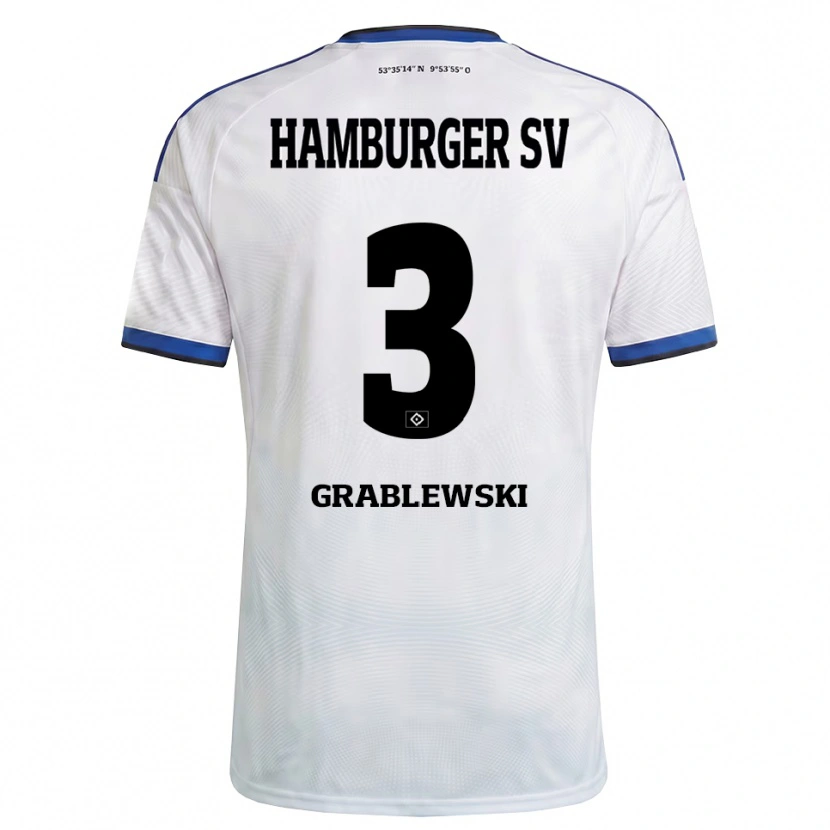Danxen Homem Camisola Max Grablewski #3 Branco Preto Azul Principal 2026/27 Camisa