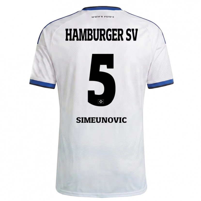 Danxen Homem Camisola Denis Simeunovic #5 Branco Preto Azul Principal 2026/27 Camisa