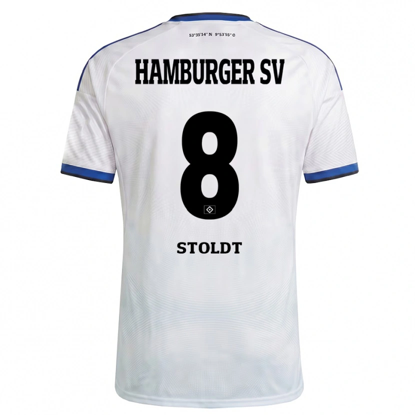 Danxen Homem Camisola Svea Stoldt #8 Branco Preto Azul Principal 2026/27 Camisa