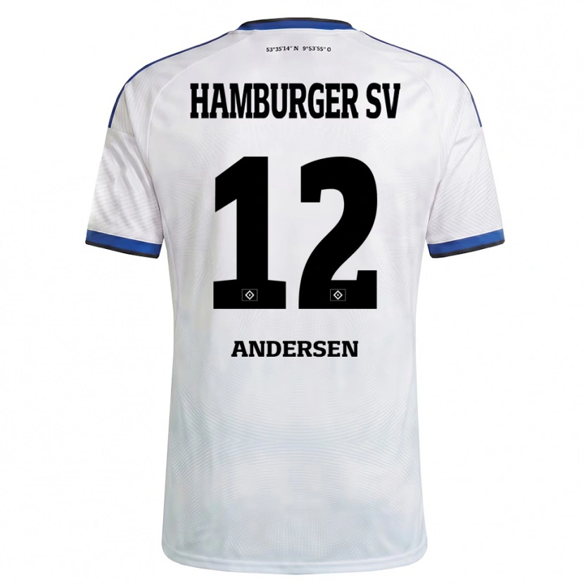 Danxen Homem Camisola Patrick Andersen #12 Branco Preto Azul Principal 2026/27 Camisa