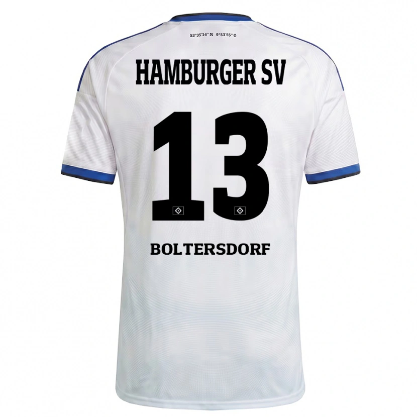 Danxen Homem Camisola Sebastian Boltersdorf #13 Branco Preto Azul Principal 2026/27 Camisa