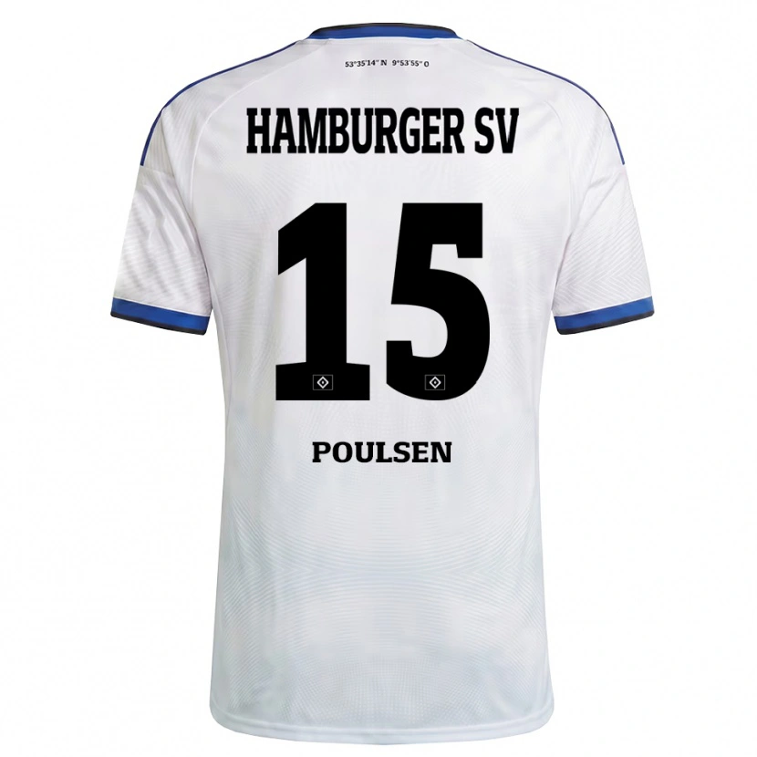 Danxen Homem Camisola Yussuf Poulsen #15 Branco Preto Azul Principal 2026/27 Camisa