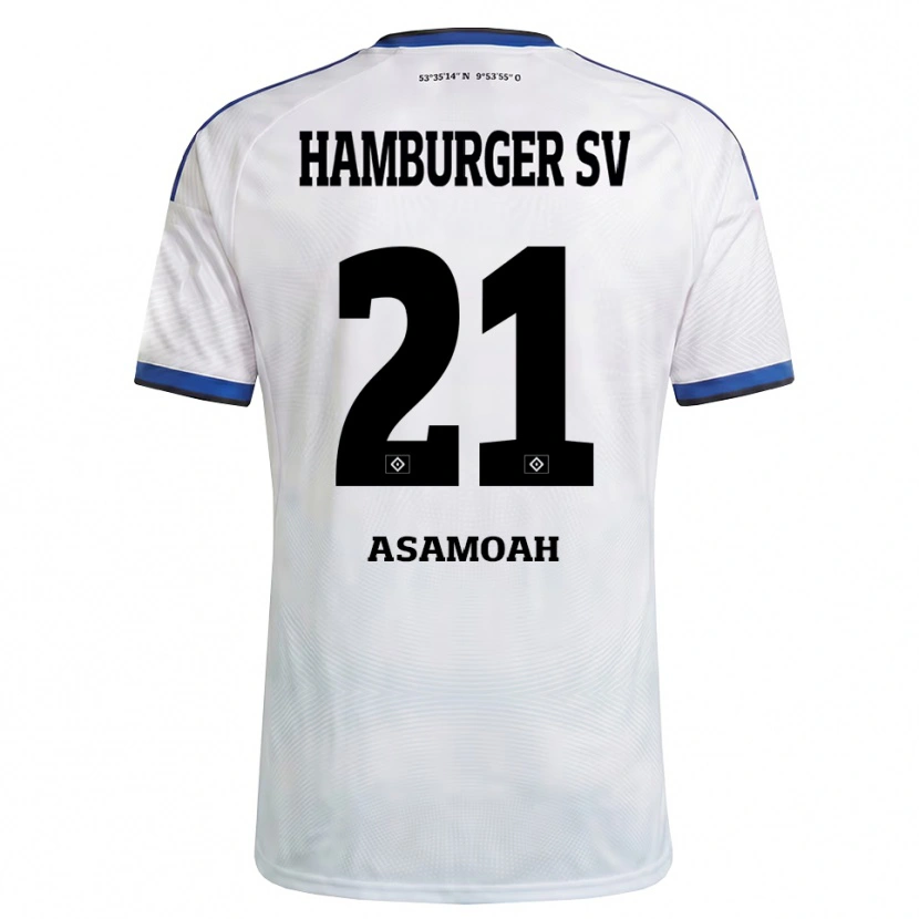 Danxen Homem Camisola Justin Asamoah #21 Branco Preto Azul Principal 2026/27 Camisa
