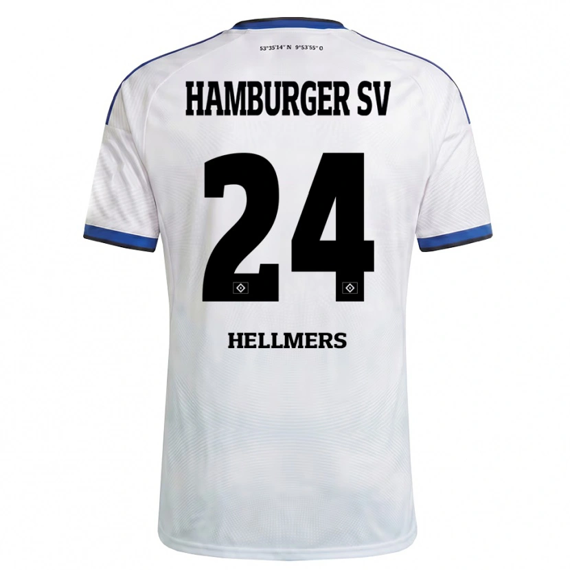 Danxen Homem Camisola Maximilian Hellmers #24 Branco Preto Azul Principal 2026/27 Camisa
