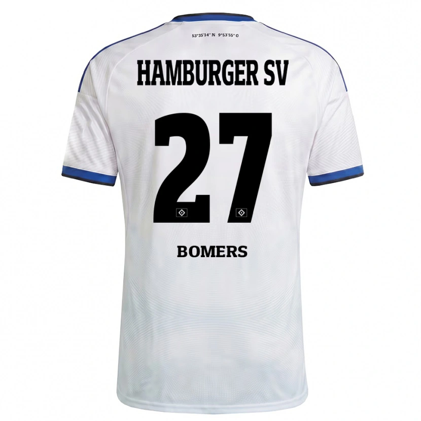 Danxen Homem Camisola Henrik Bomers #27 Branco Preto Azul Principal 2026/27 Camisa