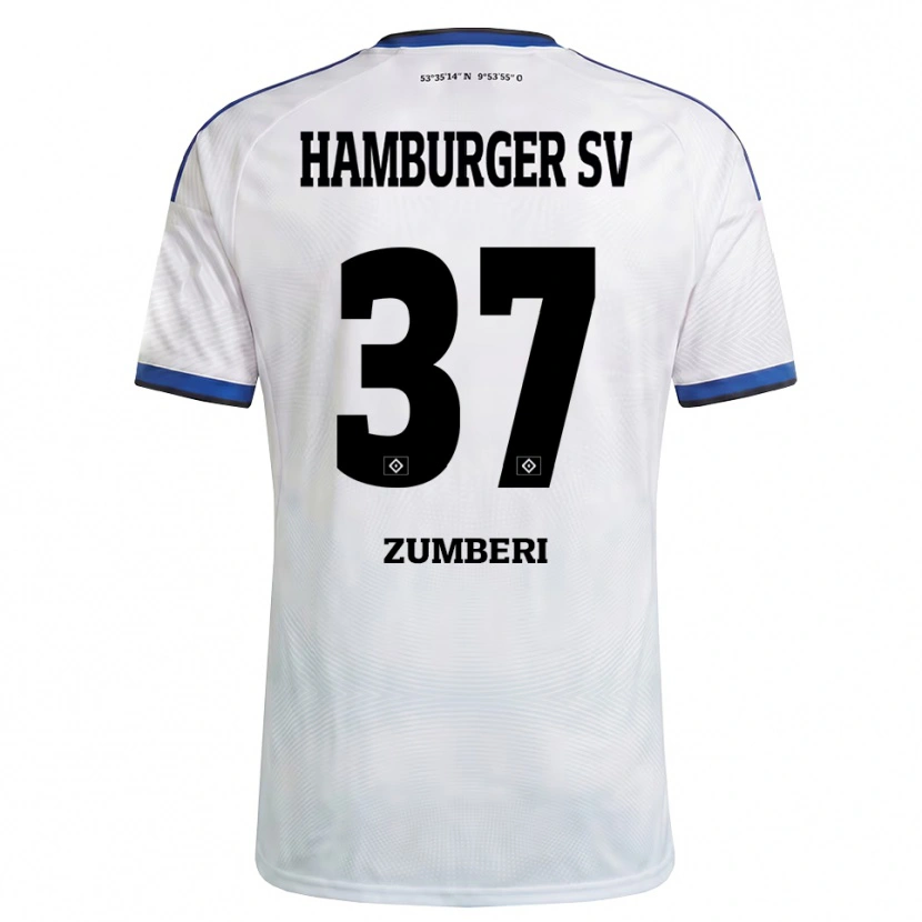 Danxen Homem Camisola Valon Zumberi #37 Branco Preto Azul Principal 2026/27 Camisa