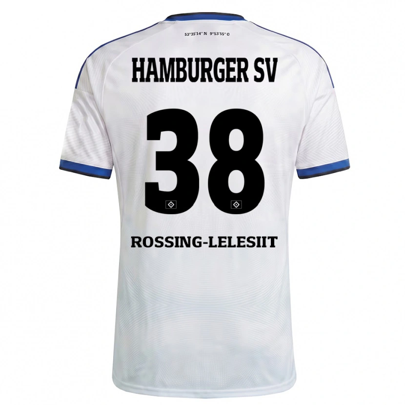 Danxen Homem Camisola Alexander Røssing-Lelesiit #38 Branco Preto Azul Principal 2026/27 Camisa