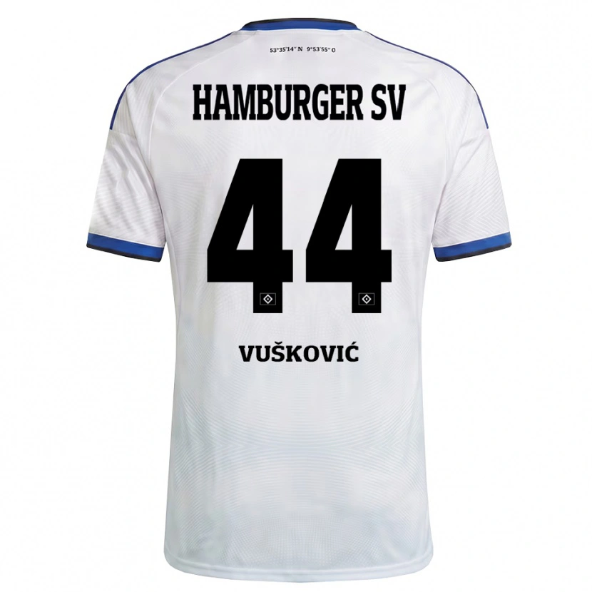Danxen Homem Camisola Mario Vuskovic #44 Branco Preto Azul Principal 2026/27 Camisa