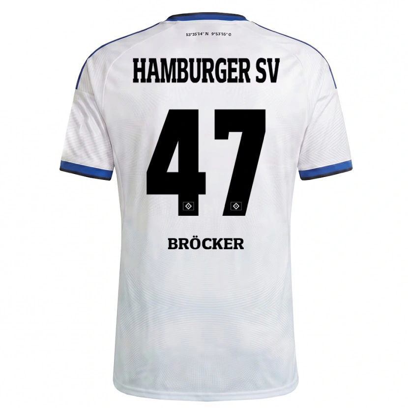 Danxen Homem Camisola Mads Bröcker #47 Branco Preto Azul Principal 2026/27 Camisa