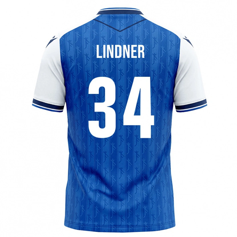 Danxen Homem Camisola Sophie Lindner #34 Azul Real Branco Principal 2026/27 Camisa