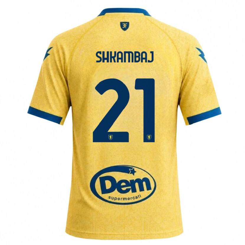 Danxen Homem Camisola Ardit Shkambaj #21 Caqui Preto Azul Principal 2026/27 Camisa