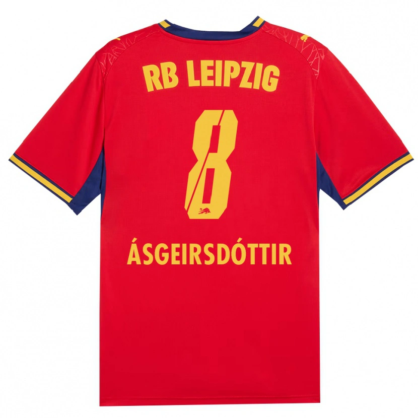 Danxen Homem Camisola Emilía Kiær Ásgeirsdóttir #8 Vermelho Amarelo Azul Real Alternativa 2026/27 Camisa