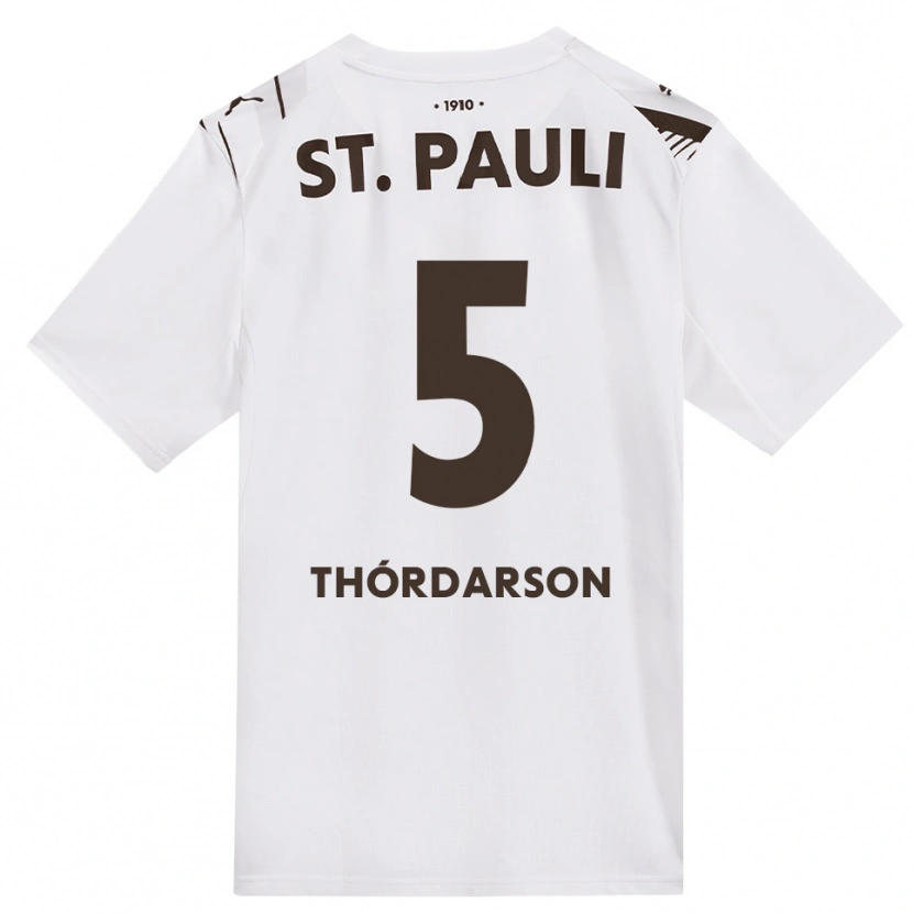 Danxen Homem Camisola Gísli Thórdarson #5 Café Branco Vermelho Alternativa 2026/27 Camisa