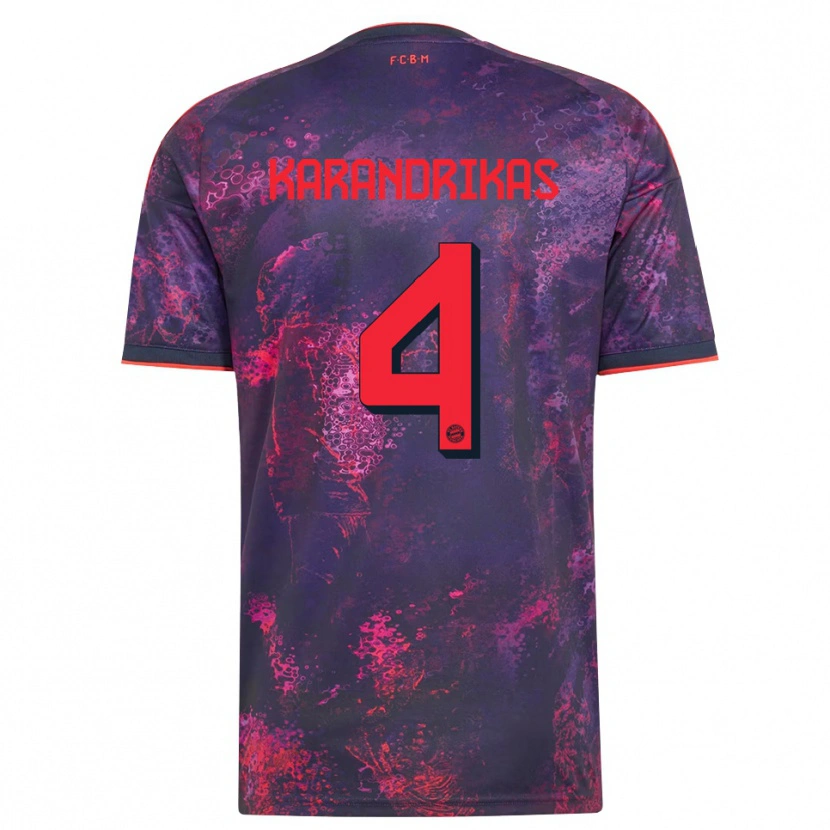 Danxen Homem Camisola Konstantinos Karandrikas #4 Vermelho Púrpura Terceiro 2026/27 Camisa
