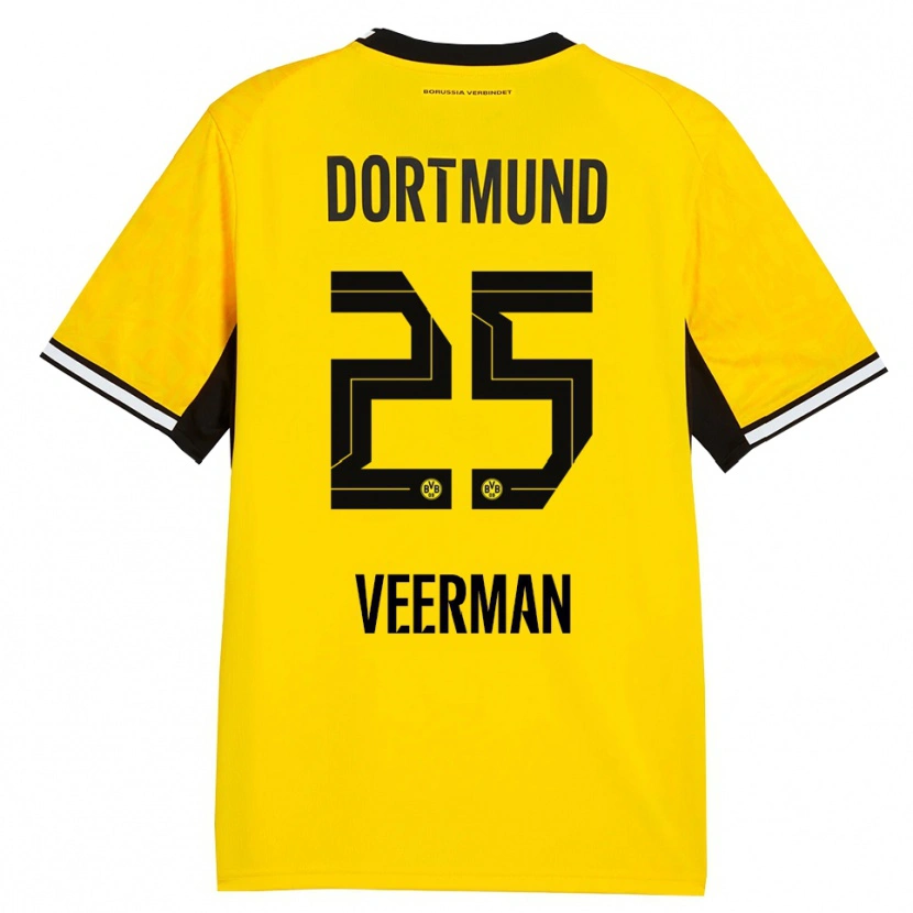 Danxen Mulher Camisola Joey Veerman #25 Amarelo Preto Branco Principal 2026/27 Camisa