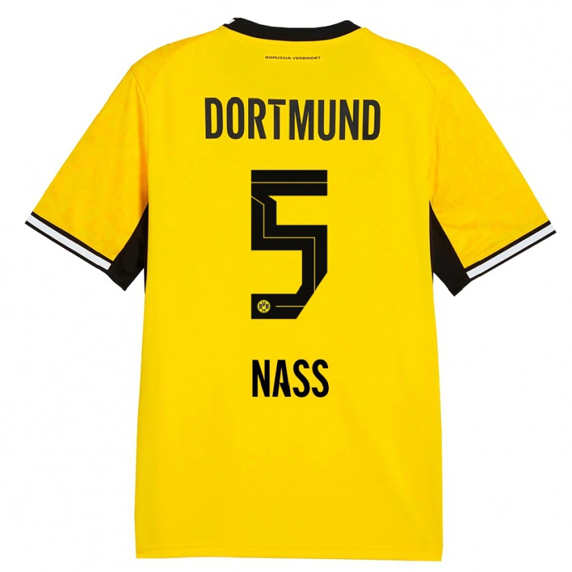 Danxen Mulher Camisola Maximilian Nass #5 Amarelo Preto Branco Principal 2026/27 Camisa