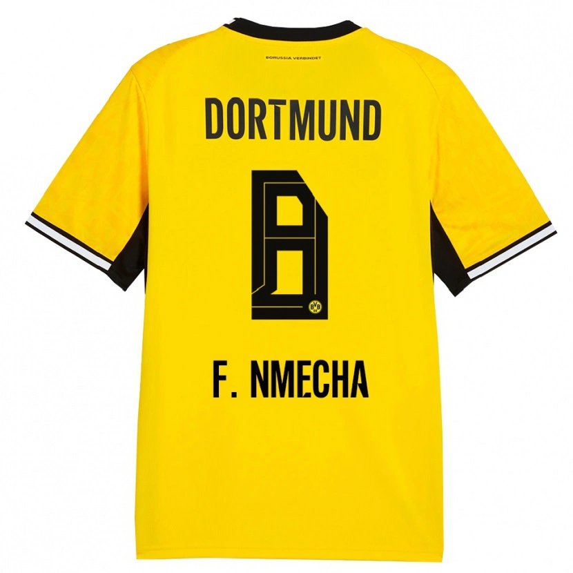 Danxen Mulher Camisola Felix Nmecha #8 Amarelo Preto Branco Principal 2026/27 Camisa
