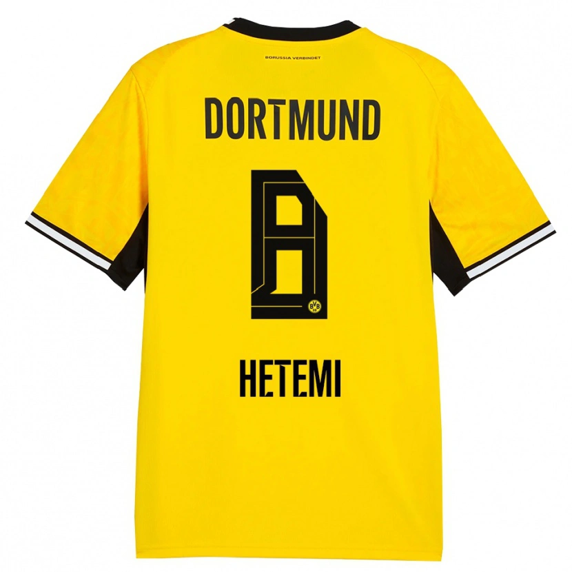 Danxen Mulher Camisola Rilind Hetemi #8 Amarelo Preto Branco Principal 2026/27 Camisa
