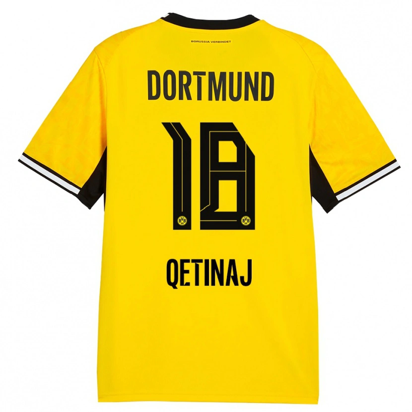 Danxen Mulher Camisola Edon Qetinaj #18 Amarelo Preto Branco Principal 2026/27 Camisa