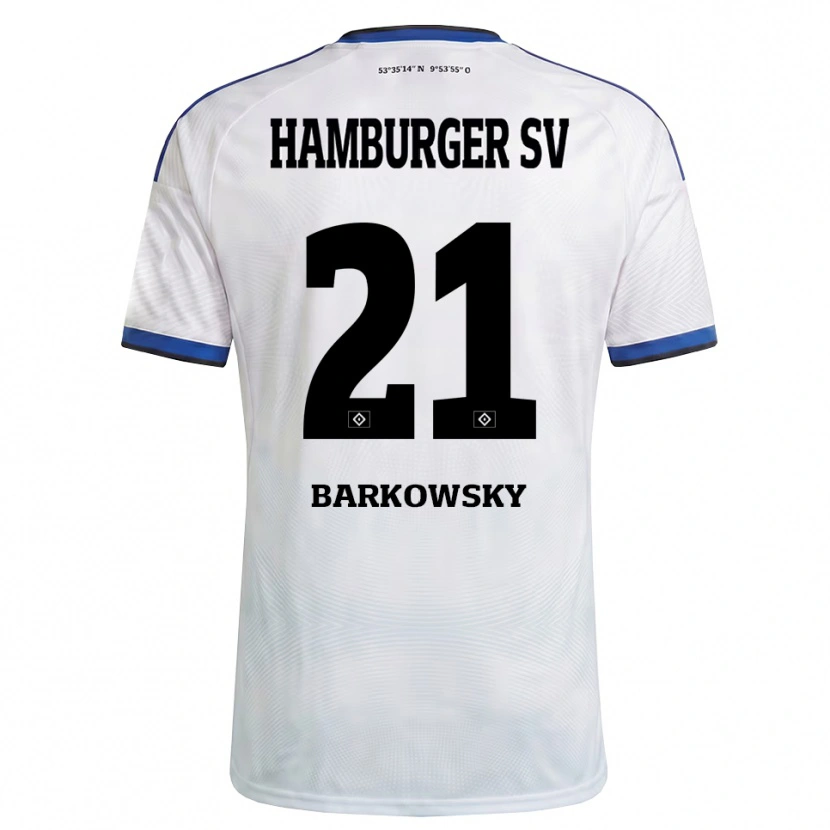 Danxen Mulher Camisola Finn Barkowsky #21 Branco Preto Azul Principal 2026/27 Camisa