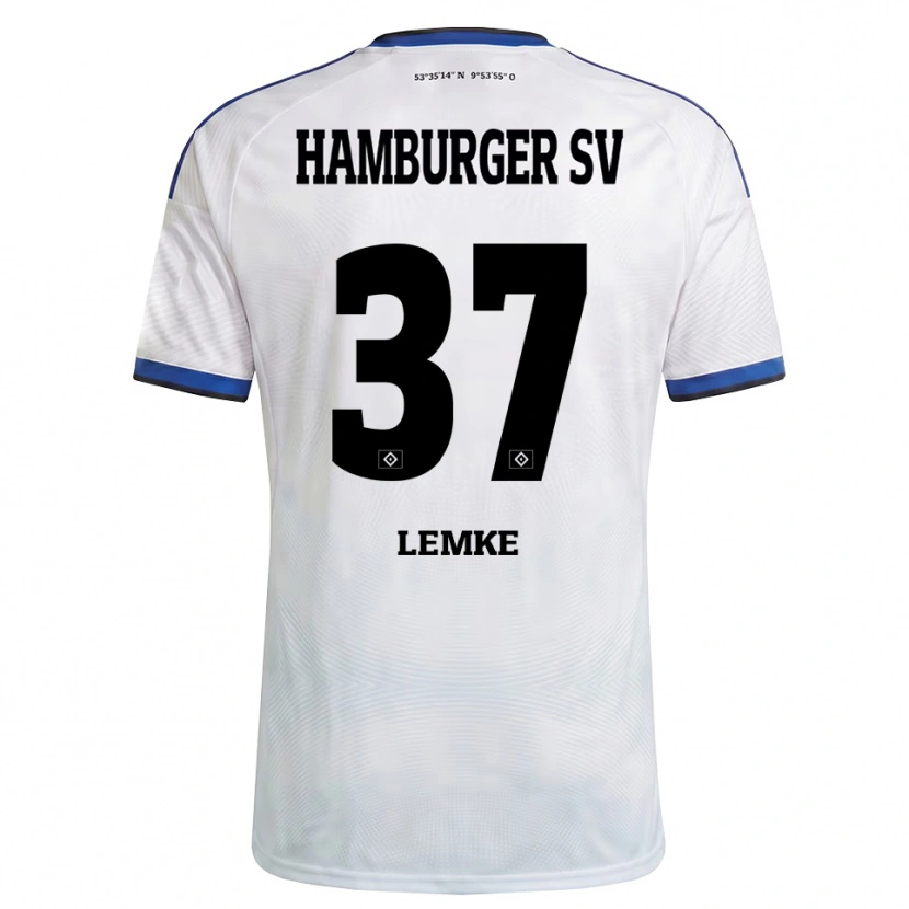 Danxen Mulher Camisola Louis Lemke #37 Branco Preto Azul Principal 2026/27 Camisa