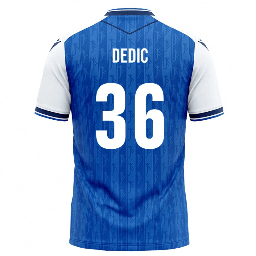 Danxen Mulher Camisola Jakov Dedic #36 Azul Real Branco Principal 2026/27 Camisa