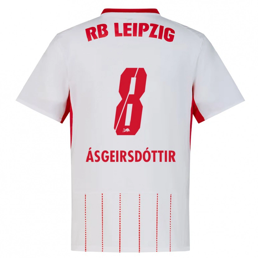 Danxen Mulher Camisola Emilía Kiær Ásgeirsdóttir #8 Vermelho Branco Amarelo Principal 2026/27 Camisa