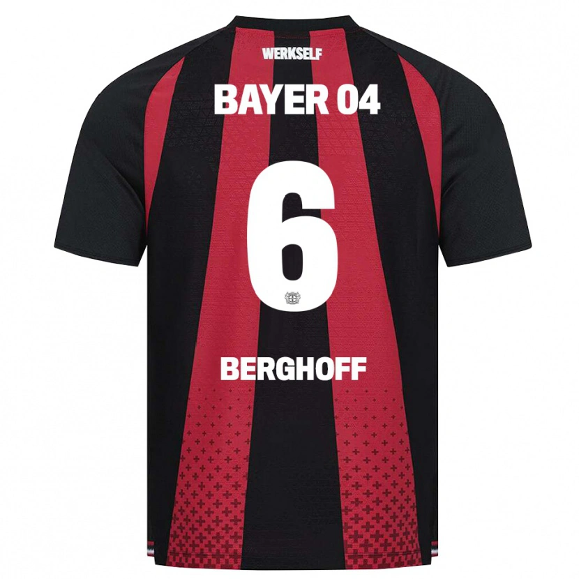 Danxen Mulher Camisola Jonah Berghoff #6 Preto Branco Vermelho Principal 2026/27 Camisa