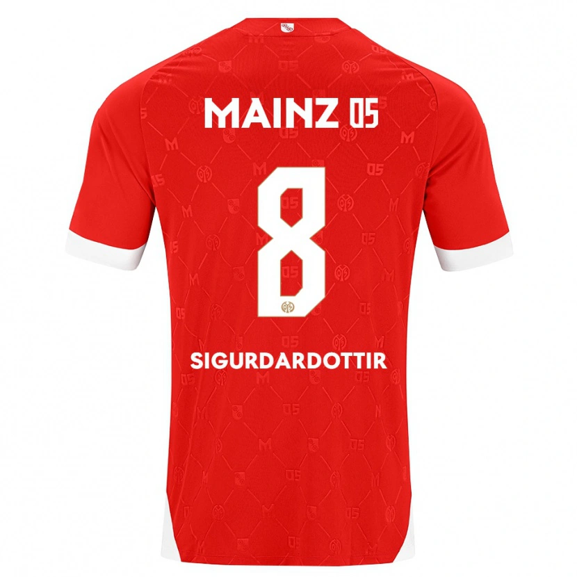 Danxen Mulher Camisola Heiðrún Sigurðardóttir #8 Vermelho Branco Principal 2026/27 Camisa