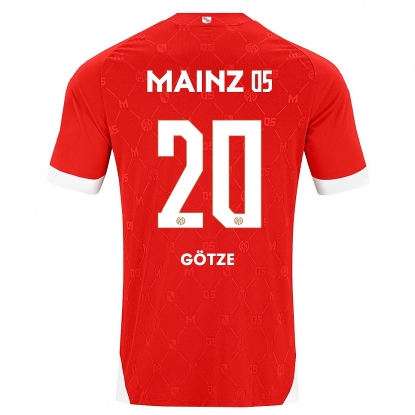 Danxen Mulher Camisola Justus Götze #20 Vermelho Branco Principal 2026/27 Camisa