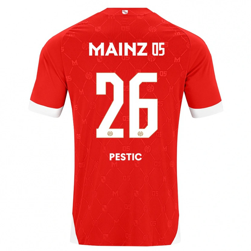 Danxen Mulher Camisola Dominik Pestic #26 Vermelho Branco Principal 2026/27 Camisa
