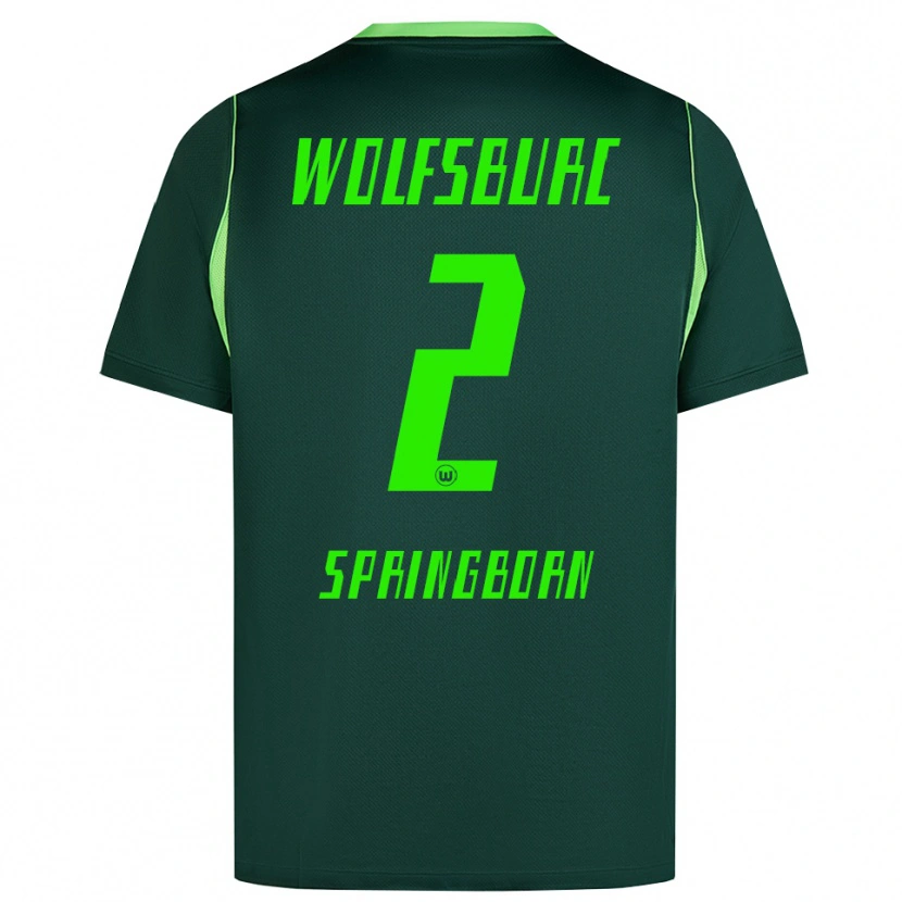 Danxen Mulher Camisola Noah Springborn #2 Verde Escuro Branco Principal 2026/27 Camisa