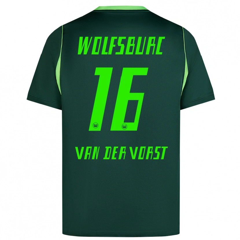 Danxen Mulher Camisola Fynn Van Der Vorst #16 Verde Escuro Branco Principal 2026/27 Camisa