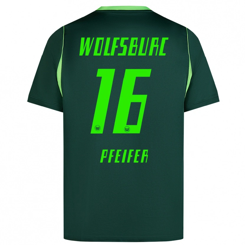 Danxen Mulher Camisola Leo Pfeifer #16 Verde Escuro Branco Principal 2026/27 Camisa