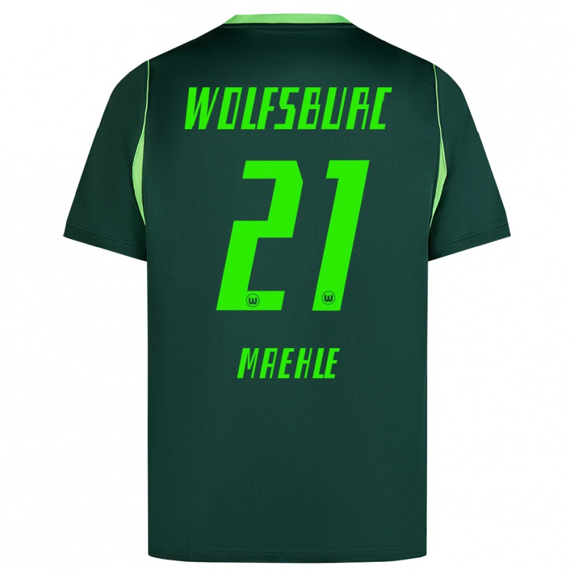Danxen Mulher Camisola Joakim Maehle #21 Verde Escuro Branco Principal 2026/27 Camisa