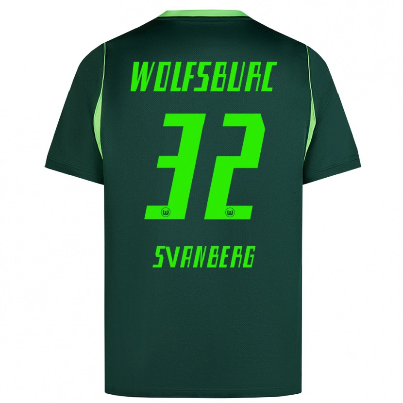 Danxen Mulher Camisola Mattias Svanberg #32 Verde Escuro Branco Principal 2026/27 Camisa