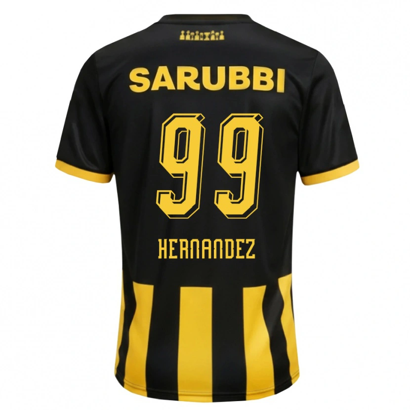 Danxen Mulher Camisola Abel Hernández #99 Preto Amarelo Principal 2026/27 Camisa