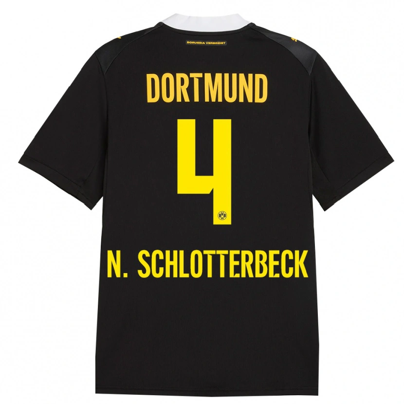 Danxen Mulher Camisola Nico Schlotterbeck #4 Preto Vermelho Amarelo Alternativa 2026/27 Camisa