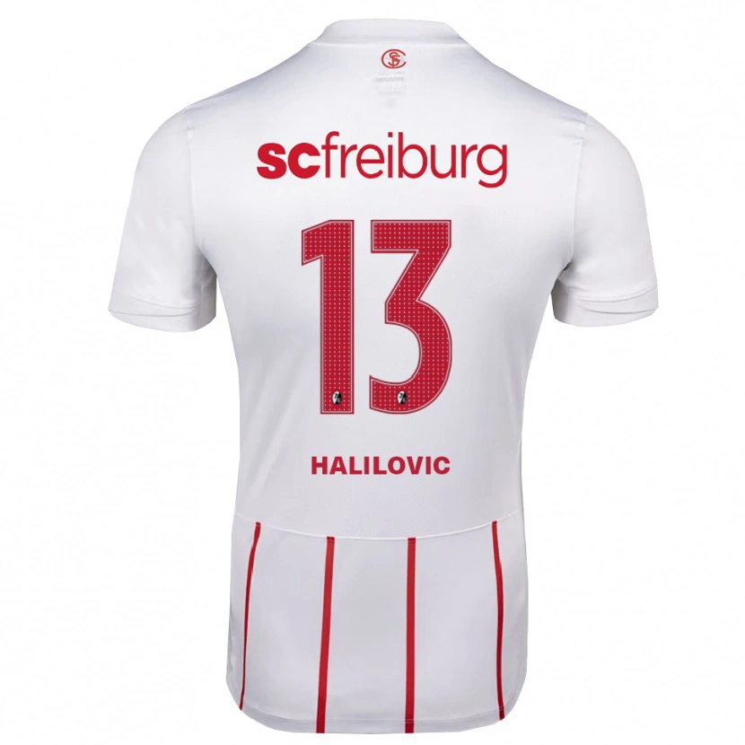 Danxen Mulher Camisola Anel Halilovic #13 Branco Vermelho Amarelo Alternativa 2026/27 Camisa