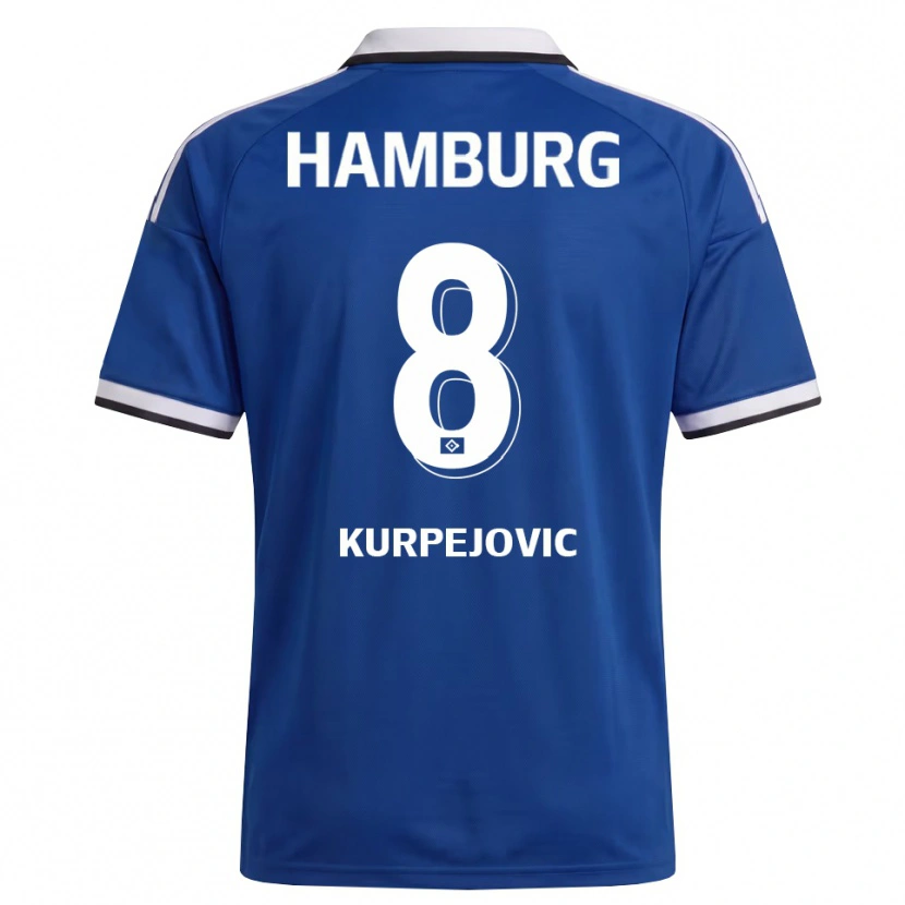 Danxen Mulher Camisola Emin Kurpejovic #8 Branco Azul Alternativa 2026/27 Camisa